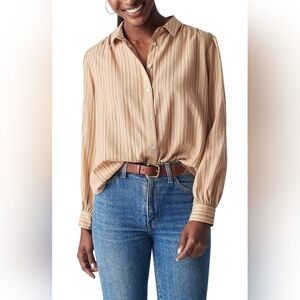 Faherty Tan Striped Women's Top